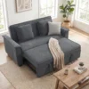 Futon slaapbank, Verstelbare Rugleuning, 2 zits Met 2 Kussens, Donkergrijs