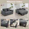 Futon slaapbank, Verstelbare Rugleuning, 2 zits Met 2 Kussens, Donkergrijs