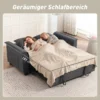 Futon slaapbank, Verstelbare Rugleuning, 2 zits Met 2 Kussens, Donkergrijs