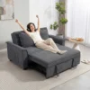 Futon slaapbank, Verstelbare Rugleuning, 2 zits Met 2 Kussens, Donkergrijs