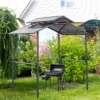 Grillpaviljoen Met Vlamvertragend Dak BBQ Paviljoen Met 2 Planken 2,5 X 1,5m Staal PC Zwart+Bruin