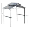 Grillpaviljoen Met Vlamvertragend Dak BBQ Paviljoen Met 2 Planken 2,5 X 1,5m Staal PC Zwart+Bruin