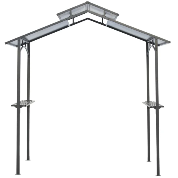 Grillpaviljoen Met Vlamvertragend Dak BBQ Paviljoen Met 2 Planken 2,5 X 1,5m Staal PC Zwart+Bruin