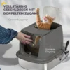 Grote Kattenbak Van Roestvrij Staal, Gesloten Kattenbak Met Metalen Schep En Geurzakje, Donkergrijs
