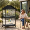 Grote Vogelvolière Vogelkooi Met Afneembare Scheidingswand 2 Deuren 2 Houten Stangen Rollen 2 Schalen 4 Voederautomaten XXL