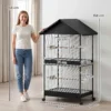 Grote Vogelvolière Vogelkooi Met Afneembare Scheidingswand 2 Deuren 2 Houten Stangen Rollen 2 Schalen 4 Voederautomaten XXL