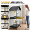 Grote Vogelvolière Vogelkooi Met Afneembare Scheidingswand 2 Deuren 2 Houten Stangen Rollen 2 Schalen 4 Voederautomaten XXL
