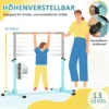 Gymnastiek Turnrek, Rekstang, 13 staps In Hoogte Verstelbaar, Tot 75 Kg Belastbaar, Staal, Beukenhout, Lichtblauw