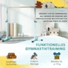 Gymnastiek Turnrek, Rekstang, 13 staps In Hoogte Verstelbaar, Tot 75 Kg Belastbaar, Staal, Beukenhout, Lichtblauw