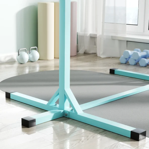 Gymnastiek Turnrek, Rekstang, 13 staps In Hoogte Verstelbaar, Tot 75 Kg Belastbaar, Staal, Beukenhout, Lichtblauw