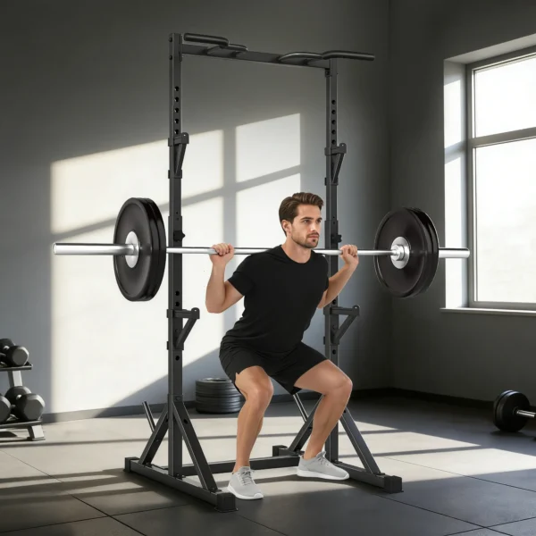 Halters Rek 2 Niveaus, Halterschijven Rek Van Staal, Lange Halter Opslag Tot 200 Kg Belastbaar, Squat Rack