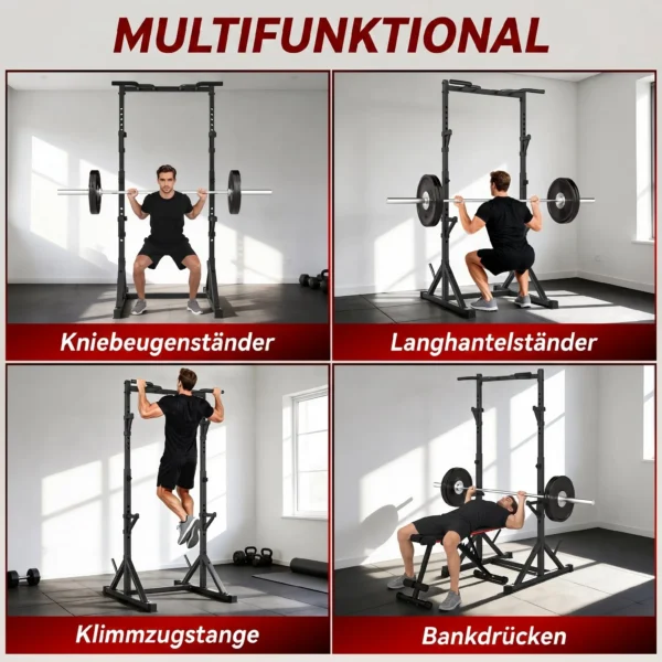 Halters Rek 2 Niveaus, Halterschijven Rek Van Staal, Lange Halter Opslag Tot 200 Kg Belastbaar, Squat Rack