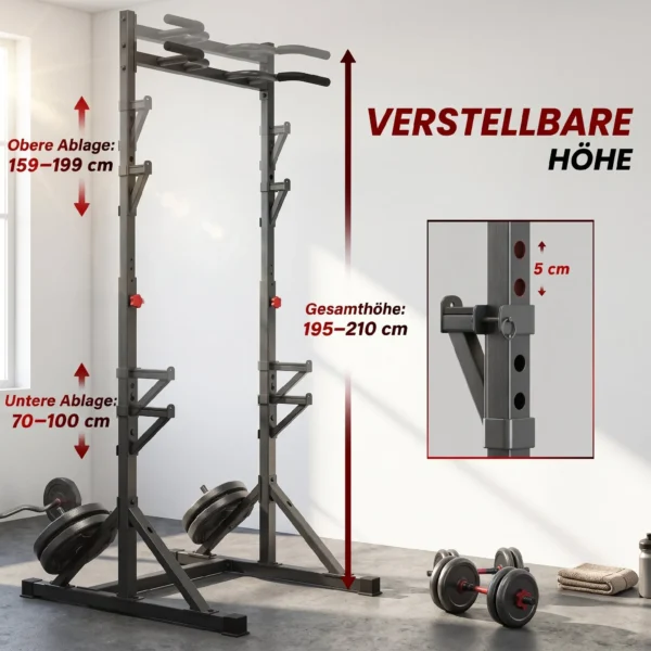 Halters Rek 2 Niveaus, Halterschijven Rek Van Staal, Lange Halter Opslag Tot 200 Kg Belastbaar, Squat Rack