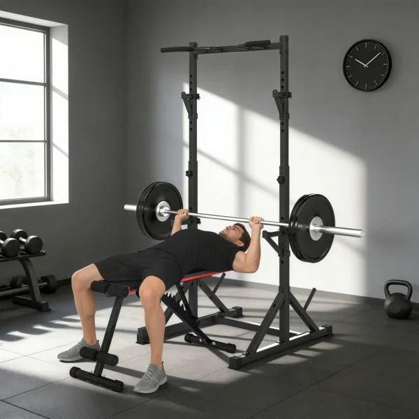 Halters Rek 2 Niveaus, Halterschijven Rek Van Staal, Lange Halter Opslag Tot 200 Kg Belastbaar, Squat Rack