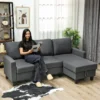 Hoekbank Met Slaapfunctie En Opbergbox L vorm Slaapbank Met Veranderbare Chaise Longue, Voor Appartement En Woonkamer