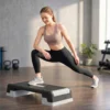 In Hoogte Verstelbaar Fitness Aerobic Stepper Bord Met 3 Niveaus (15/20/25 Cm), Anti slip Mat Zwart+Grijs
