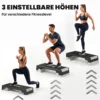 In Hoogte Verstelbaar Fitness Aerobic Stepper Bord Met 3 Niveaus (15/20/25 Cm), Anti slip Mat Zwart+Grijs