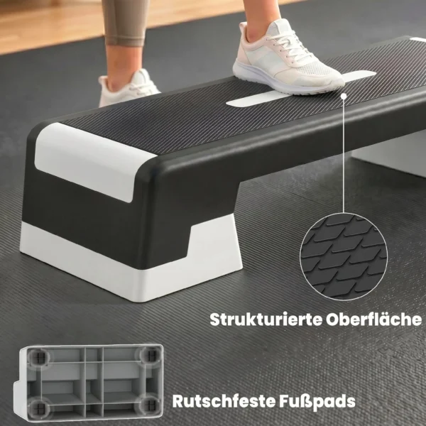 In Hoogte Verstelbaar Fitness Aerobic Stepper Bord Met 3 Niveaus (15/20/25 Cm), Anti slip Mat Zwart+Grijs