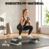 In Hoogte Verstelbaar Fitness Aerobic Stepper Bord Met 3 Niveaus (15/20/25 Cm), Anti slip Mat Zwart+Grijs