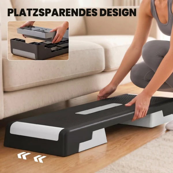 In Hoogte Verstelbaar Fitness Aerobic Stepper Bord Met 3 Niveaus (15/20/25 Cm), Anti slip Mat Zwart+Grijs