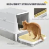 Kattenbak, Roestvrij Staal, XL Binnenruimte, Met Schep, Lichtgrijs