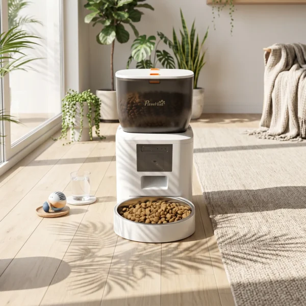 Kattenvoerautomaat Met Camera, 2,4 GHz WLAN, App besturing, 4L Voerautomaat Voor 1 10 Maaltijden, 2 weg Audio
