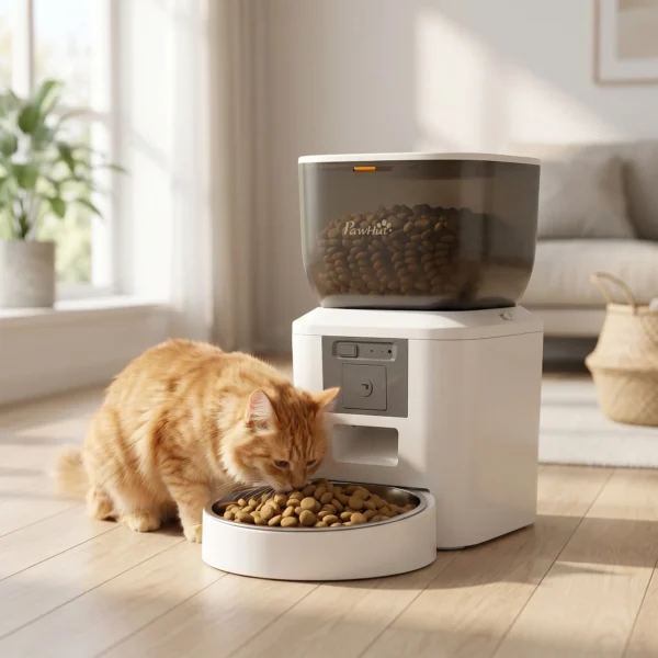 Kattenvoerautomaat Met Camera, 2,4 GHz WLAN, App besturing, 4L Voerautomaat Voor 1 10 Maaltijden, 2 weg Audio