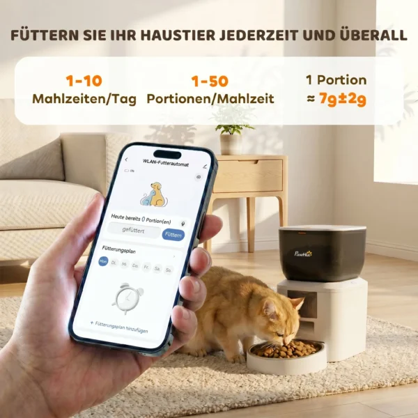 Kattenvoerautomaat Met Camera, 2,4 GHz WLAN, App besturing, 4L Voerautomaat Voor 1 10 Maaltijden, 2 weg Audio