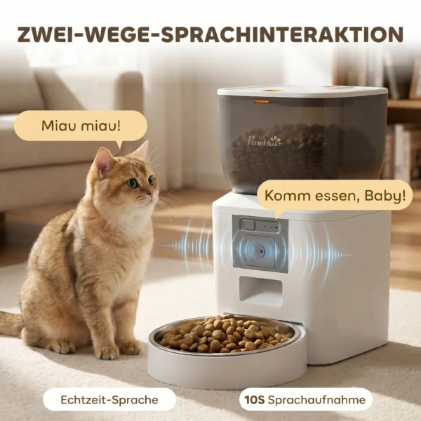 Kattenvoerautomaat Met Camera, 2,4 GHz WLAN, App besturing, 4L Voerautomaat Voor 1 10 Maaltijden, 2 weg Audio