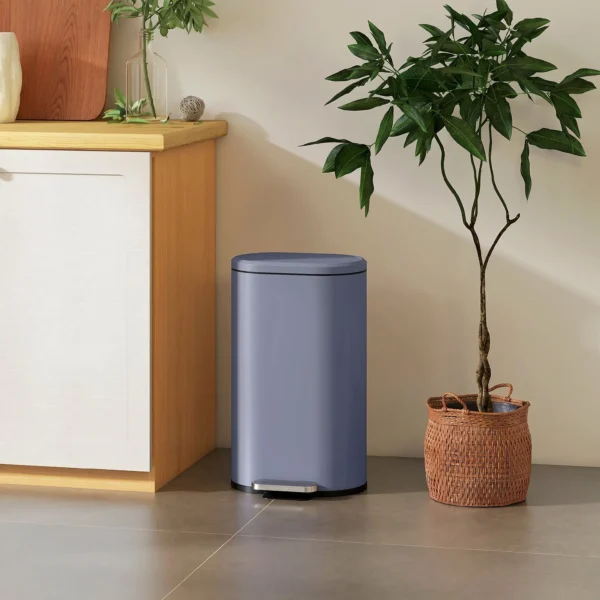 Keukenvuilnisbak 30 Liter Met Soft Close Deksel, Metalen Pedaal, Grijs, 36,5 X 31 X 61 Cm