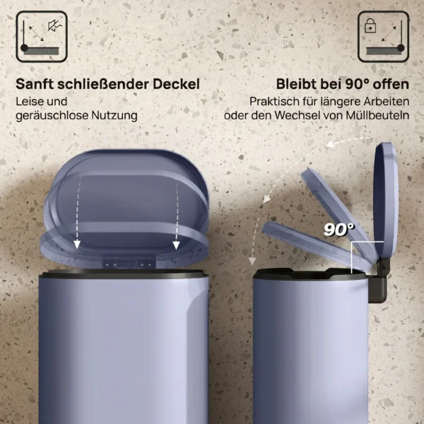 Keukenvuilnisbak 30 Liter Met Soft Close Deksel, Metalen Pedaal, Grijs, 36,5 X 31 X 61 Cm