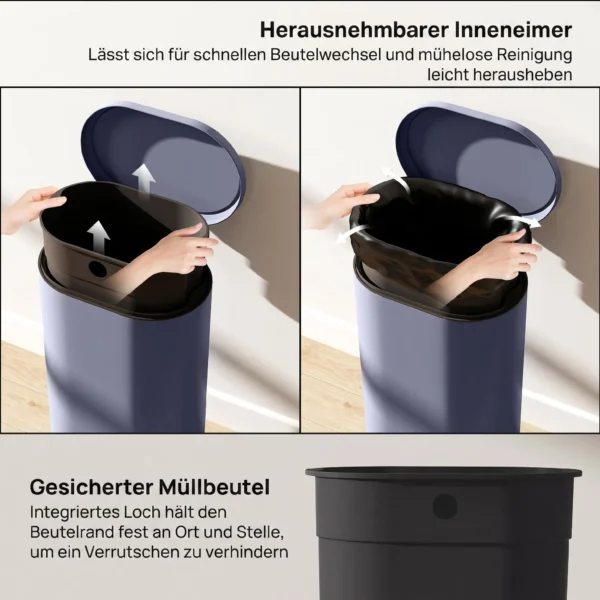 Keukenvuilnisbak 30 Liter Met Soft Close Deksel, Metalen Pedaal, Grijs, 36,5 X 31 X 61 Cm