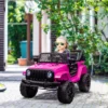 Kinder Elektrische Auto 12V Elektrische Kinderwagen Met Afstandsbediening 2 Motor LED Claxon Voor Kinderen Van 3 6 Jaar 100x65x72 Cm Roze