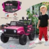 Kinder Elektrische Auto 12V Elektrische Kinderwagen Met Afstandsbediening 2 Motor LED Claxon Voor Kinderen Van 3 6 Jaar 100x65x72 Cm Roze