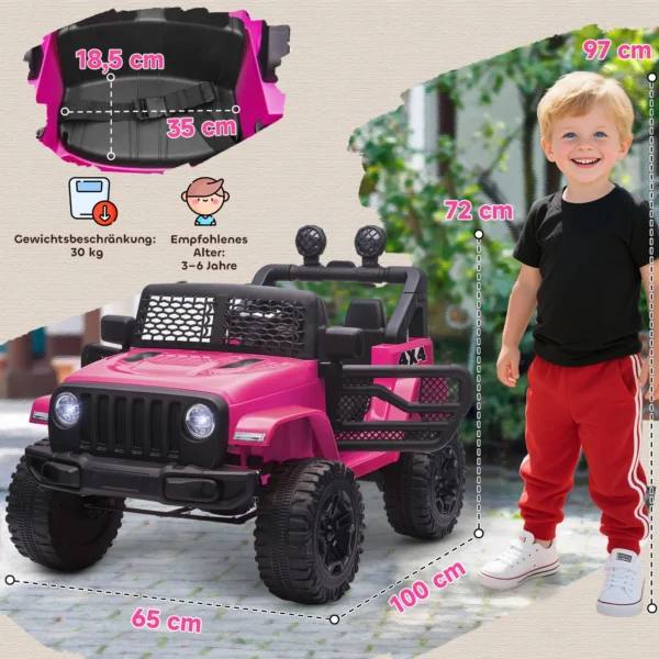 Kinder Elektrische Auto 12V Elektrische Kinderwagen Met Afstandsbediening 2 Motor LED Claxon Voor Kinderen Van 3 6 Jaar 100x65x72 Cm Roze