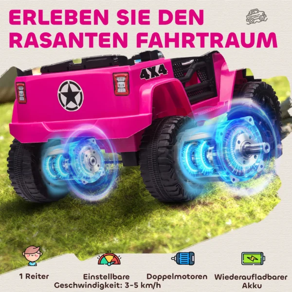 Kinder Elektrische Auto 12V Elektrische Kinderwagen Met Afstandsbediening 2 Motor LED Claxon Voor Kinderen Van 3 6 Jaar 100x65x72 Cm Roze
