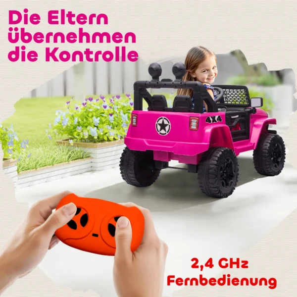 Kinder Elektrische Auto 12V Elektrische Kinderwagen Met Afstandsbediening 2 Motor LED Claxon Voor Kinderen Van 3 6 Jaar 100x65x72 Cm Roze