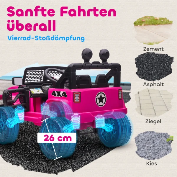 Kinder Elektrische Auto 12V Elektrische Kinderwagen Met Afstandsbediening 2 Motor LED Claxon Voor Kinderen Van 3 6 Jaar 100x65x72 Cm Roze
