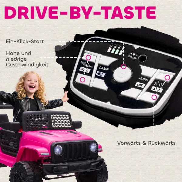 Kinder Elektrische Auto 12V Elektrische Kinderwagen Met Afstandsbediening 2 Motor LED Claxon Voor Kinderen Van 3 6 Jaar 100x65x72 Cm Roze