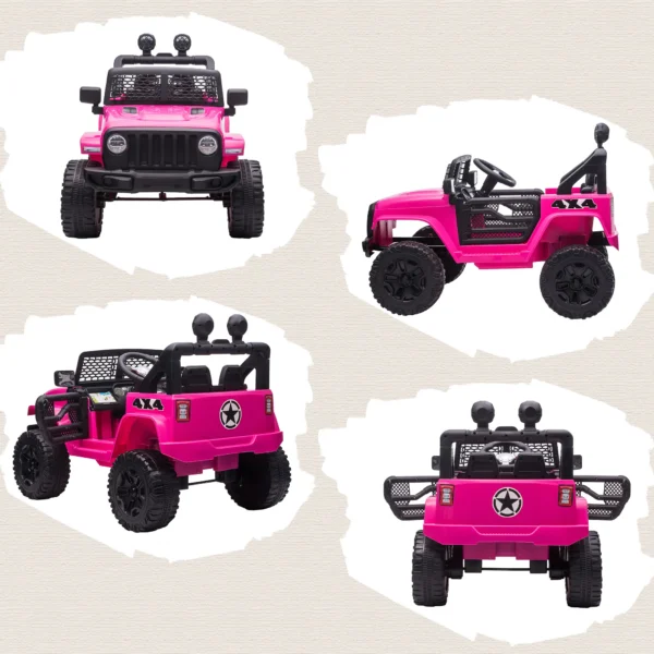 Kinder Elektrische Auto 12V Elektrische Kinderwagen Met Afstandsbediening 2 Motor LED Claxon Voor Kinderen Van 3 6 Jaar 100x65x72 Cm Roze