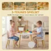 Kindertafel Met Stoelen En Opbergruimte, 3 delig Kindermeubelset In Wit En Natuur Voor Speelkamer En Kinderkamer