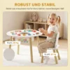 Kindertafel Met Stoelen En Opbergruimte, 3 delig Kindermeubelset In Wit En Natuur Voor Speelkamer En Kinderkamer