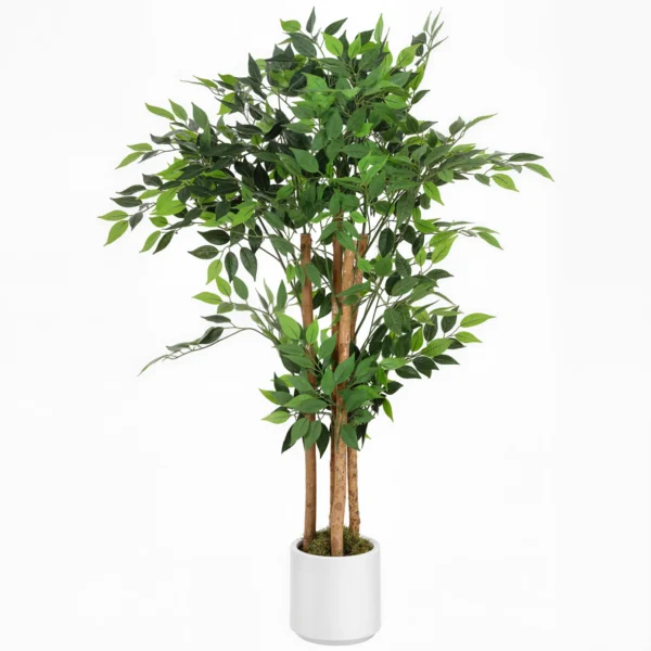 Kunstmatige Banyanboom Kunstplant Met Massief Houten Stam, Pot, Voor Woonkamer Slaapkamer Kantoor 55 X 55 X 120 Cm Groen