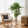 Kunstmatige Banyanboom Kunstplant Met Massief Houten Stam, Pot, Voor Woonkamer Slaapkamer Kantoor 55 X 55 X 120 Cm Groen