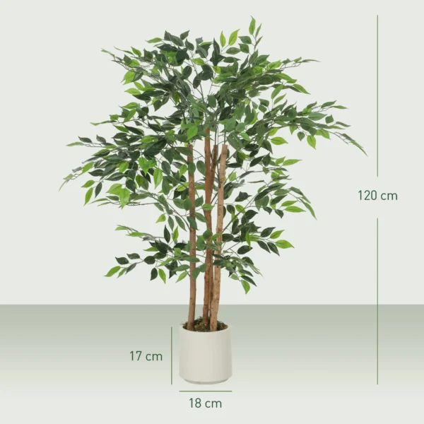 Kunstmatige Banyanboom Kunstplant Met Massief Houten Stam, Pot, Voor Woonkamer Slaapkamer Kantoor 55 X 55 X 120 Cm Groen