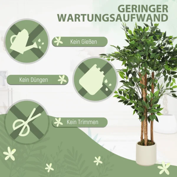 Kunstmatige Banyanboom Kunstplant Met Massief Houten Stam, Pot, Voor Woonkamer Slaapkamer Kantoor 55 X 55 X 120 Cm Groen