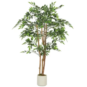 Kunstmatige Banyanboom Kunstplant Met Massief Houten Stam, Pot, Voor Woonkamer Slaapkamer Kantoor 65 X 65 X 150 Cm Groen