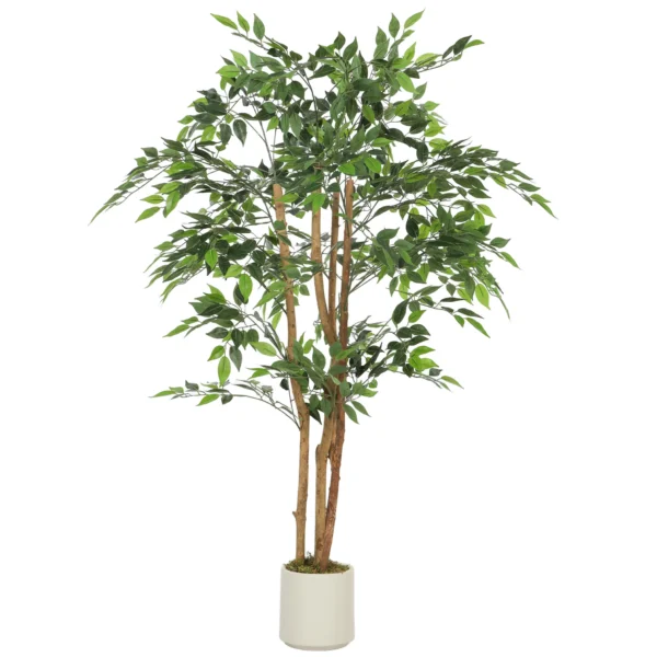 Kunstmatige Banyanboom Kunstplant Met Massief Houten Stam, Pot, Voor Woonkamer Slaapkamer Kantoor 65 X 65 X 150 Cm Groen