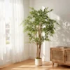 Kunstmatige Banyanboom Kunstplant Met Massief Houten Stam, Pot, Voor Woonkamer Slaapkamer Kantoor 65 X 65 X 150 Cm Groen