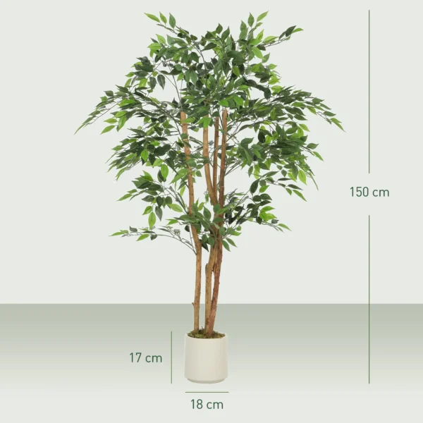 Kunstmatige Banyanboom Kunstplant Met Massief Houten Stam, Pot, Voor Woonkamer Slaapkamer Kantoor 65 X 65 X 150 Cm Groen